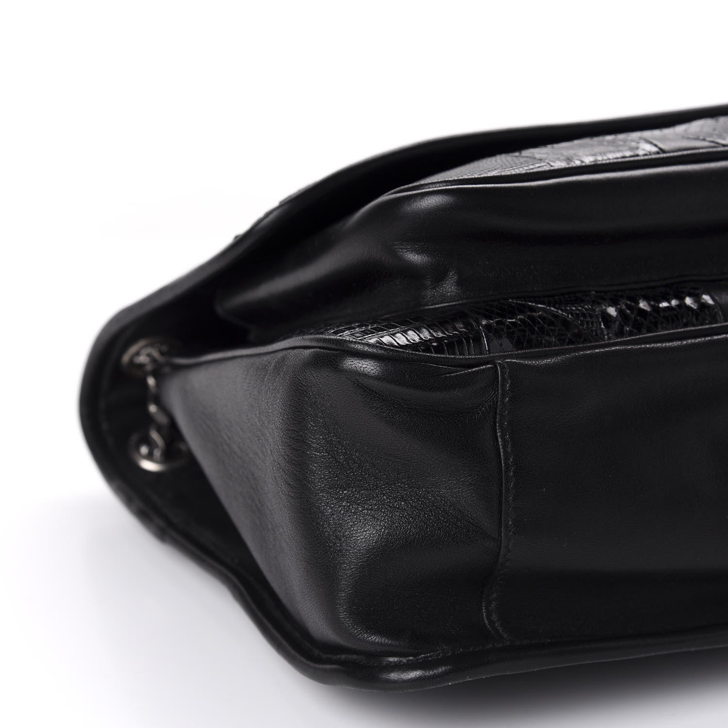 Saint Laurent Calfskin Ayers Patchwork Monogram Medium Niki Chain Satchel Black 7 of 12