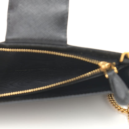 Prada Saffiano Metal Phone Wristlet Crossbody Wallet Black 5 of 11