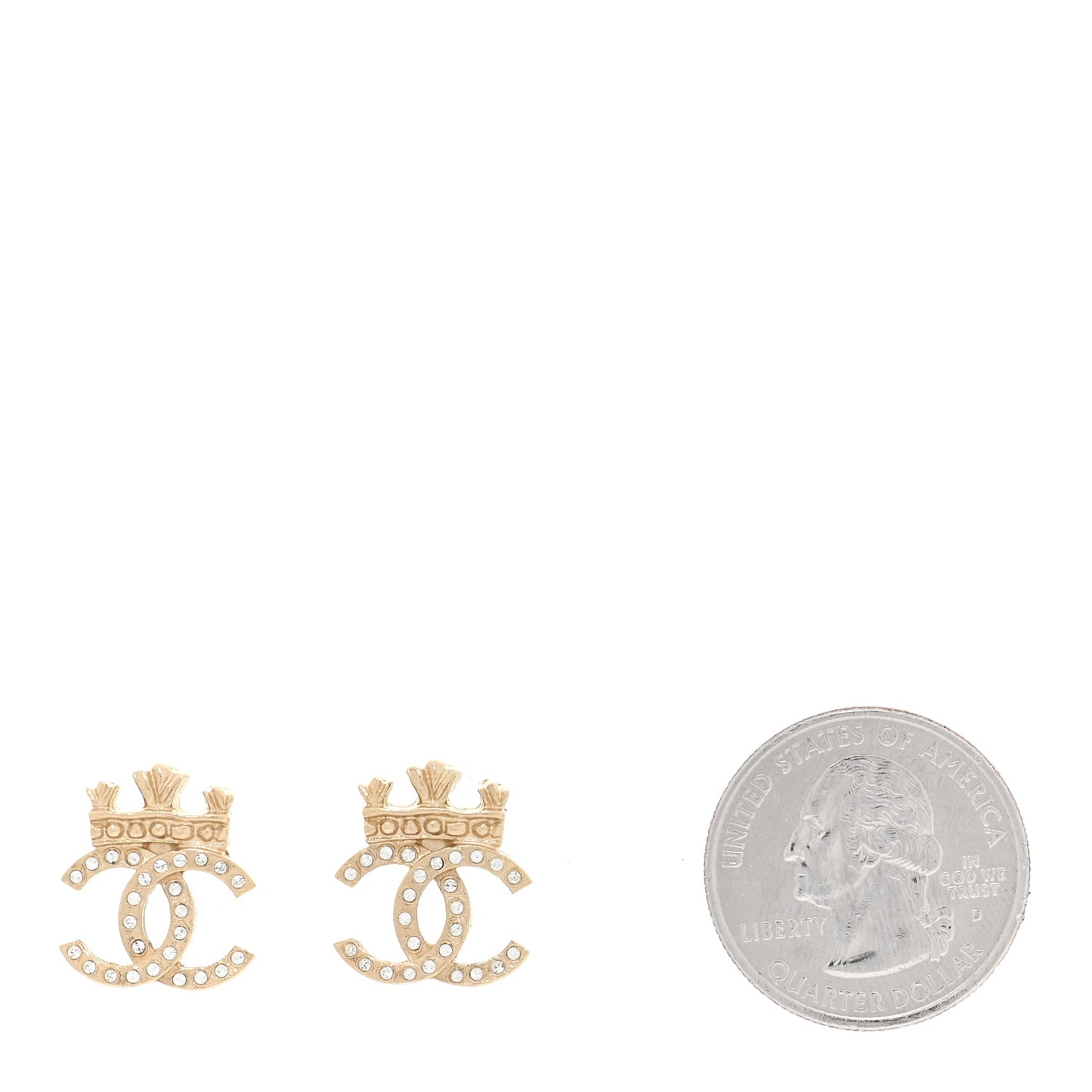 Crystal CC Crown Earrings Gold