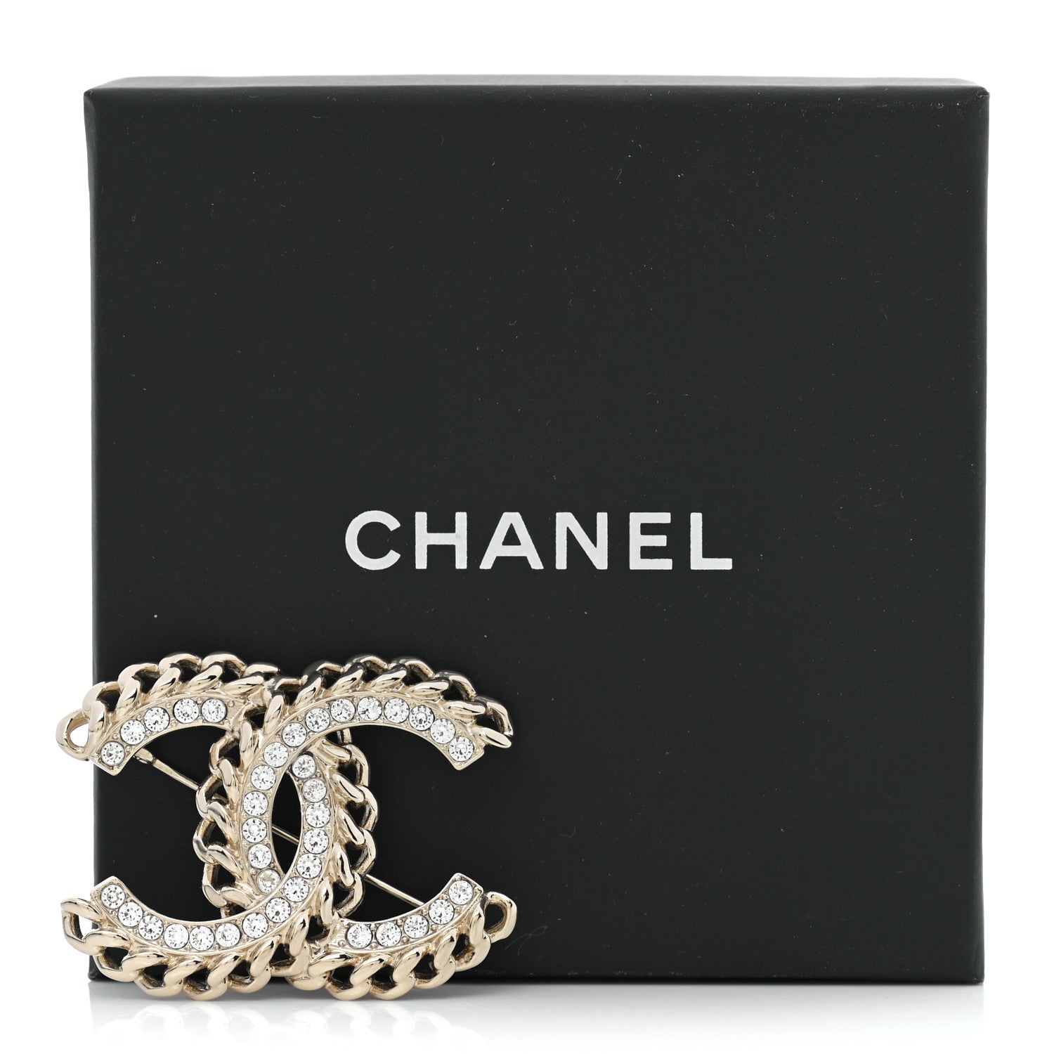 Chanel Crystal Chain CC Brooch Gold 5 of 5