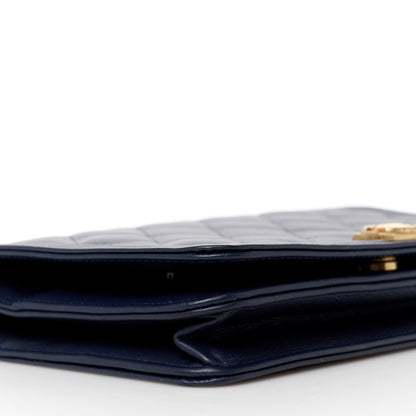 Chanel Lambskin Quilted Boy Wallet On Chain WOC Navy 10 of 12