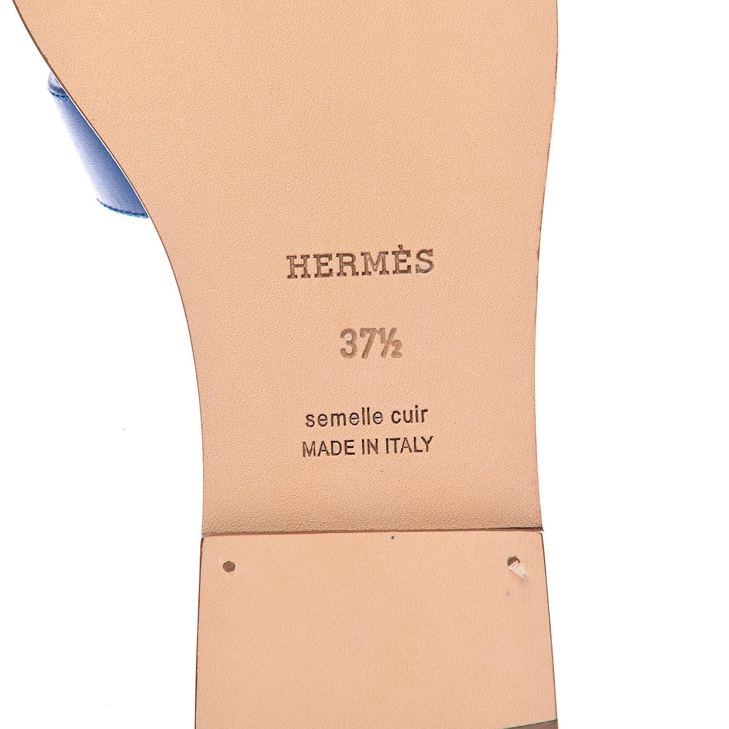 Hermes Calfskin Oran Sandals 37.5 Bleu Zanzibar 8 of 10