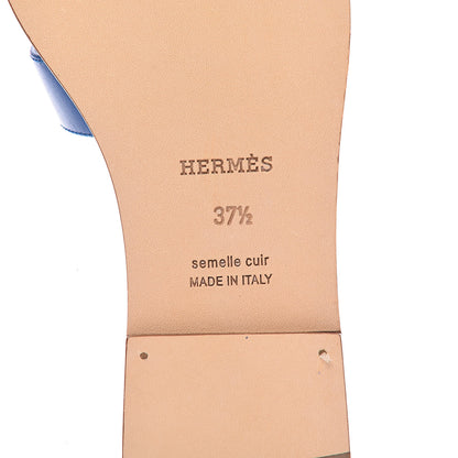 Hermes Calfskin Oran Sandals 37.5 Bleu Zanzibar 8 of 10