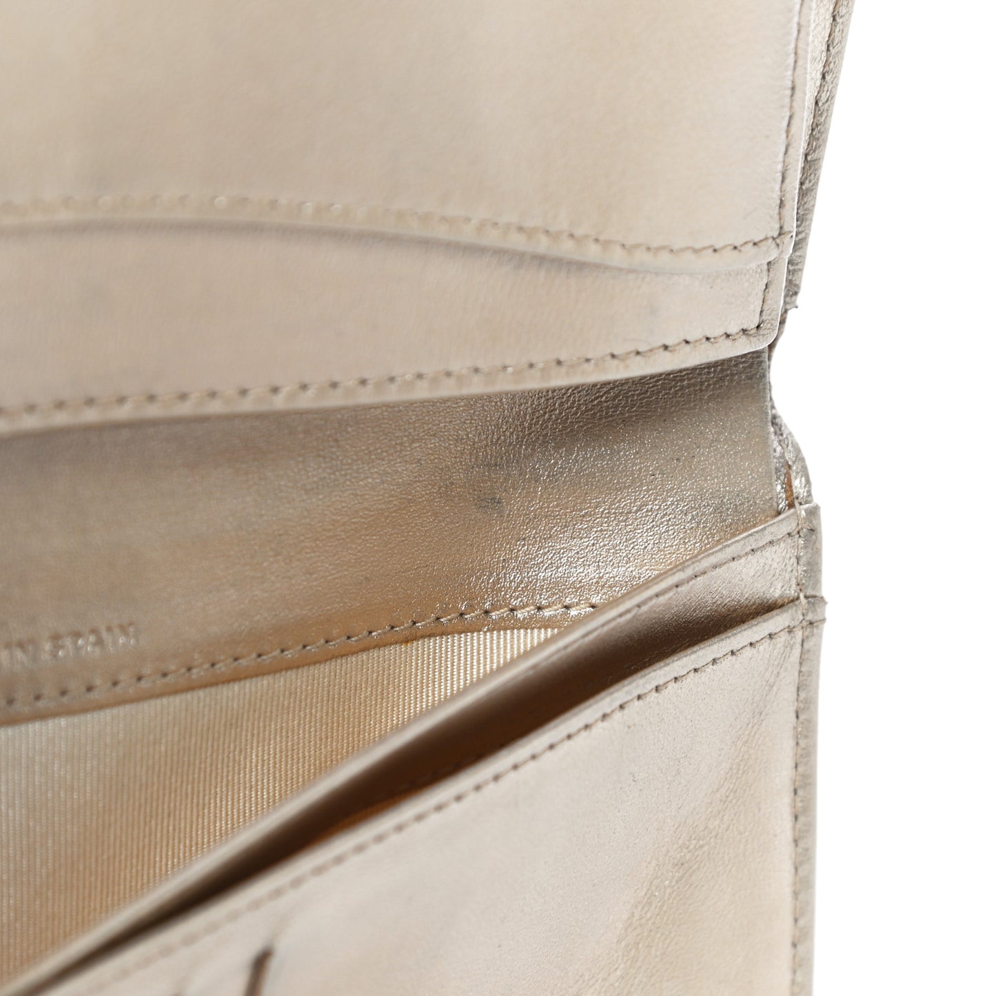 Metallic Lambskin Quilted Yen Wallet Gold