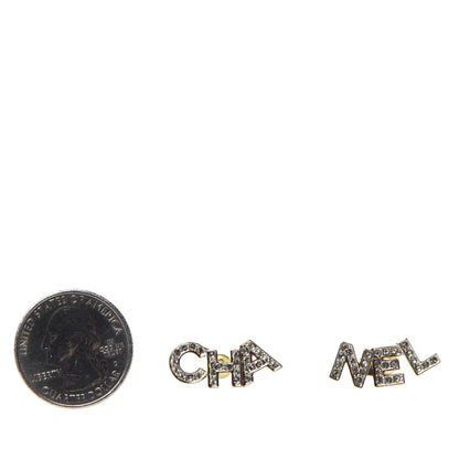 Chanel Crystal Pearl Signature Stud Earrings Gold 2 of 5