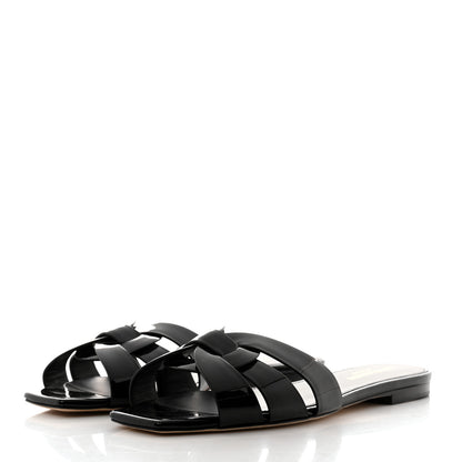Saint Laurent Patent Tribute 05 Slide Sandals 38 Black 3 of 9