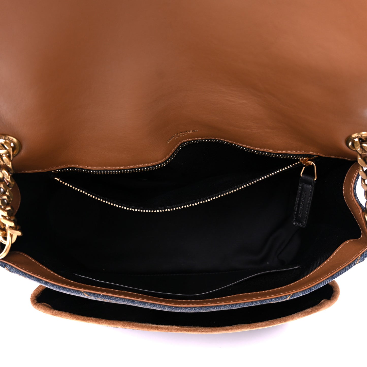 Denim Suede Monogram Medium Niki Chain Satchel Blue Cinnamon