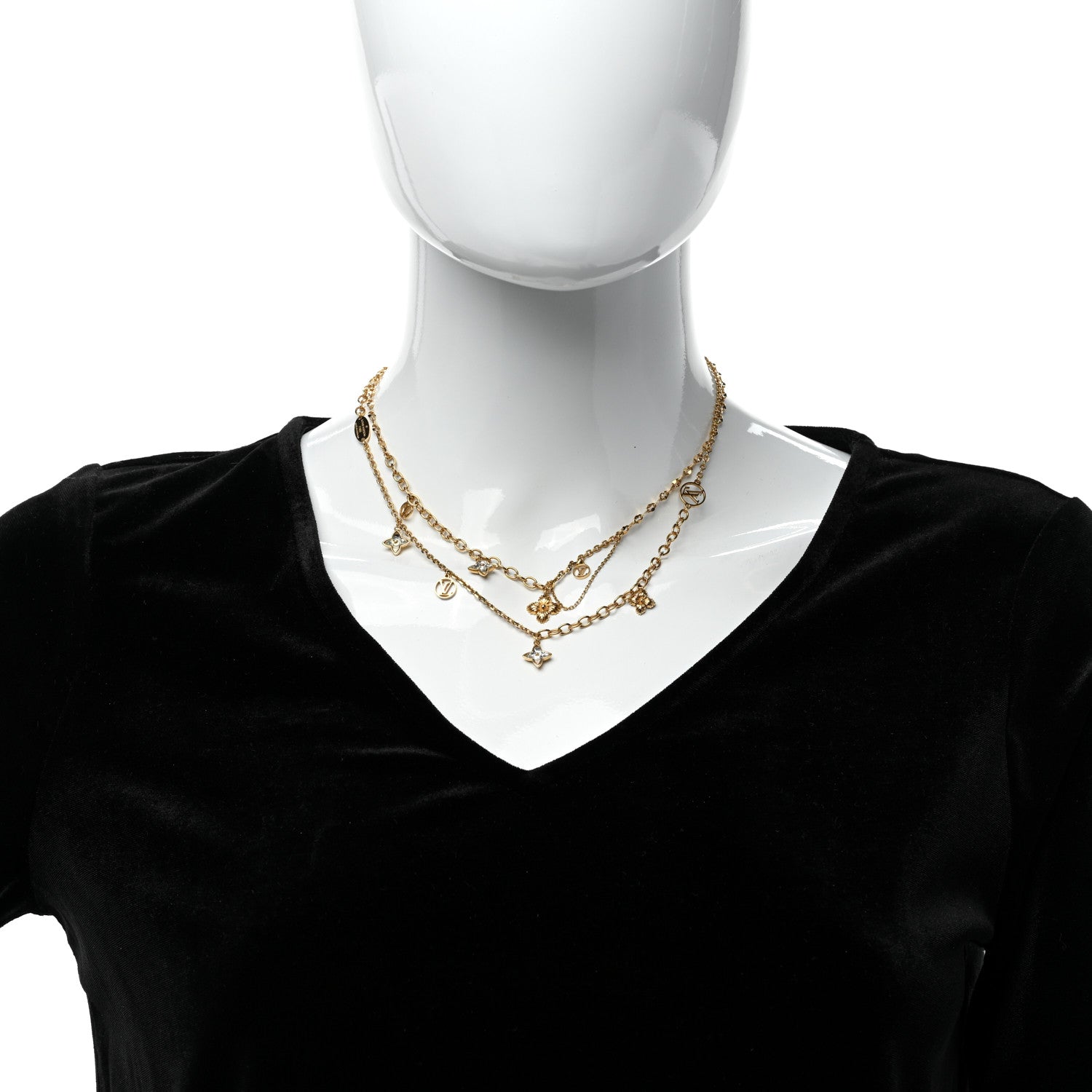 Louis Vuitton Metal Blooming Strass Necklace Gold 2 of 6