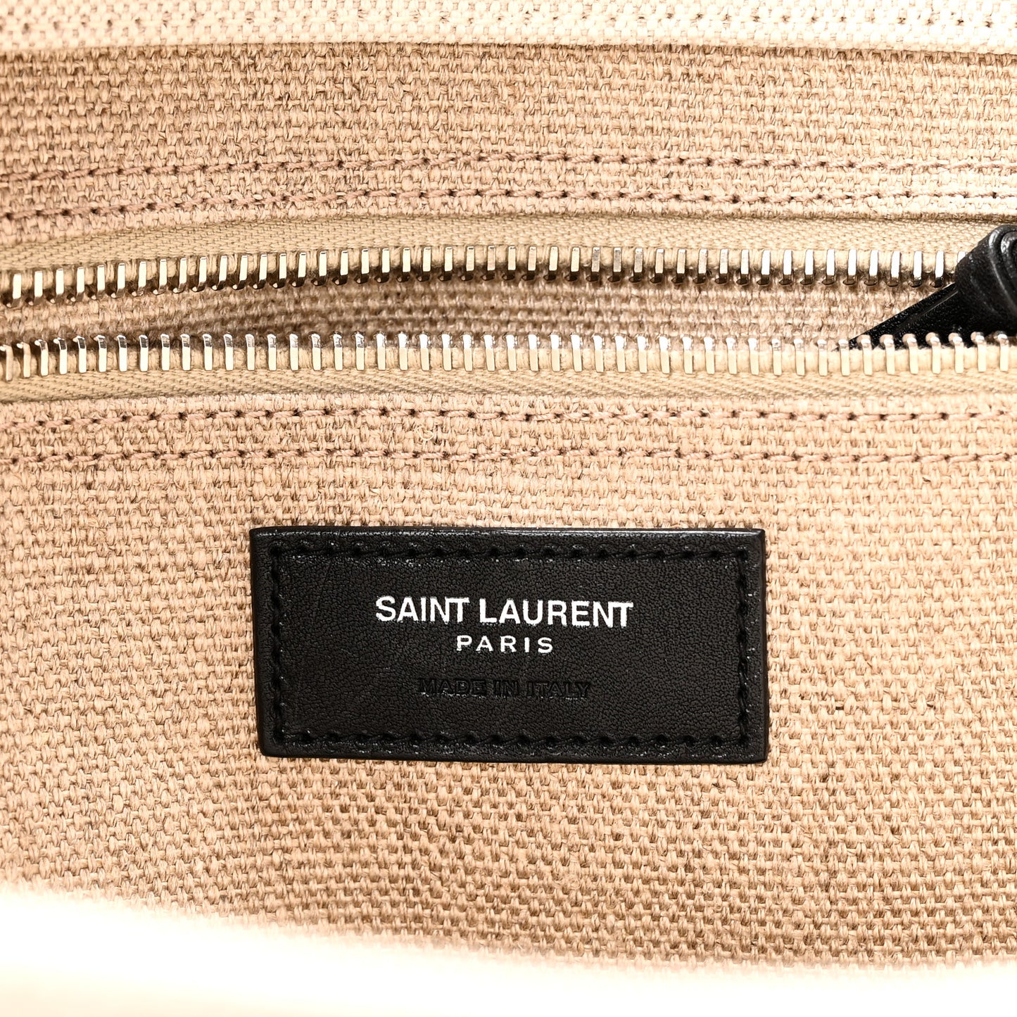 Linen Calfskin Small Rive Gauche Tote Greggio Natural