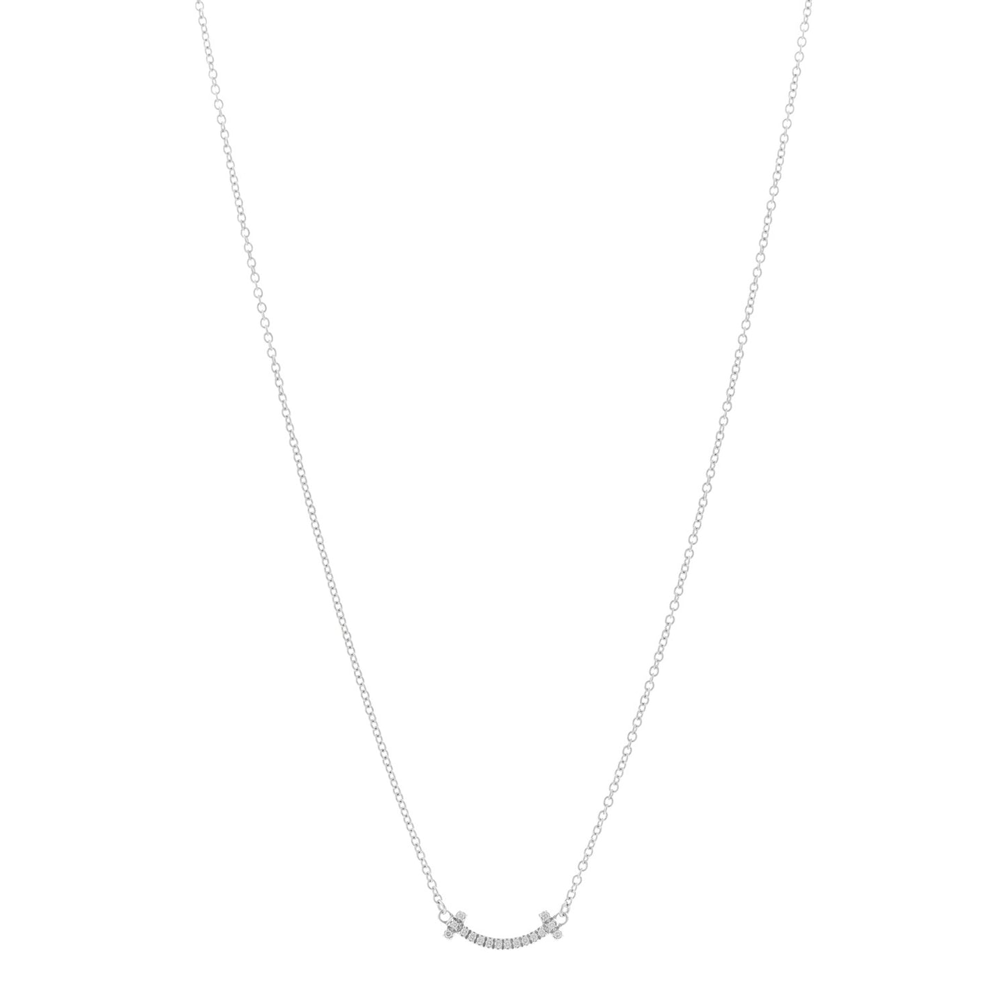 18K White Gold Diamond Mini T Smile Pendant Necklace