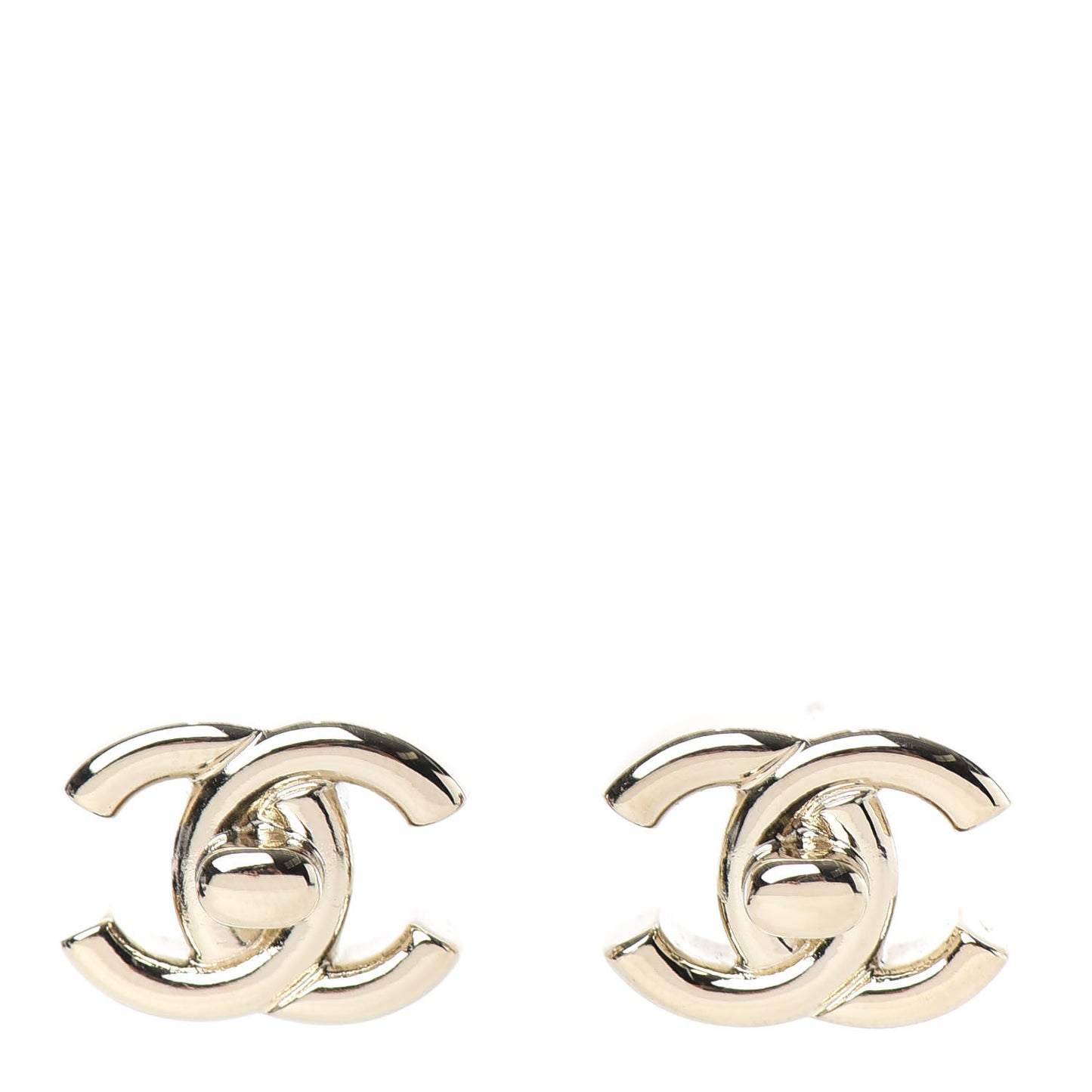 Metal CC Turnlock Earrings Gold