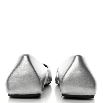 Balenciaga Metallic Calfskin BB Knife Pointy Toe Ballerina Flats 35.5 Silver Hardware 5 of 16