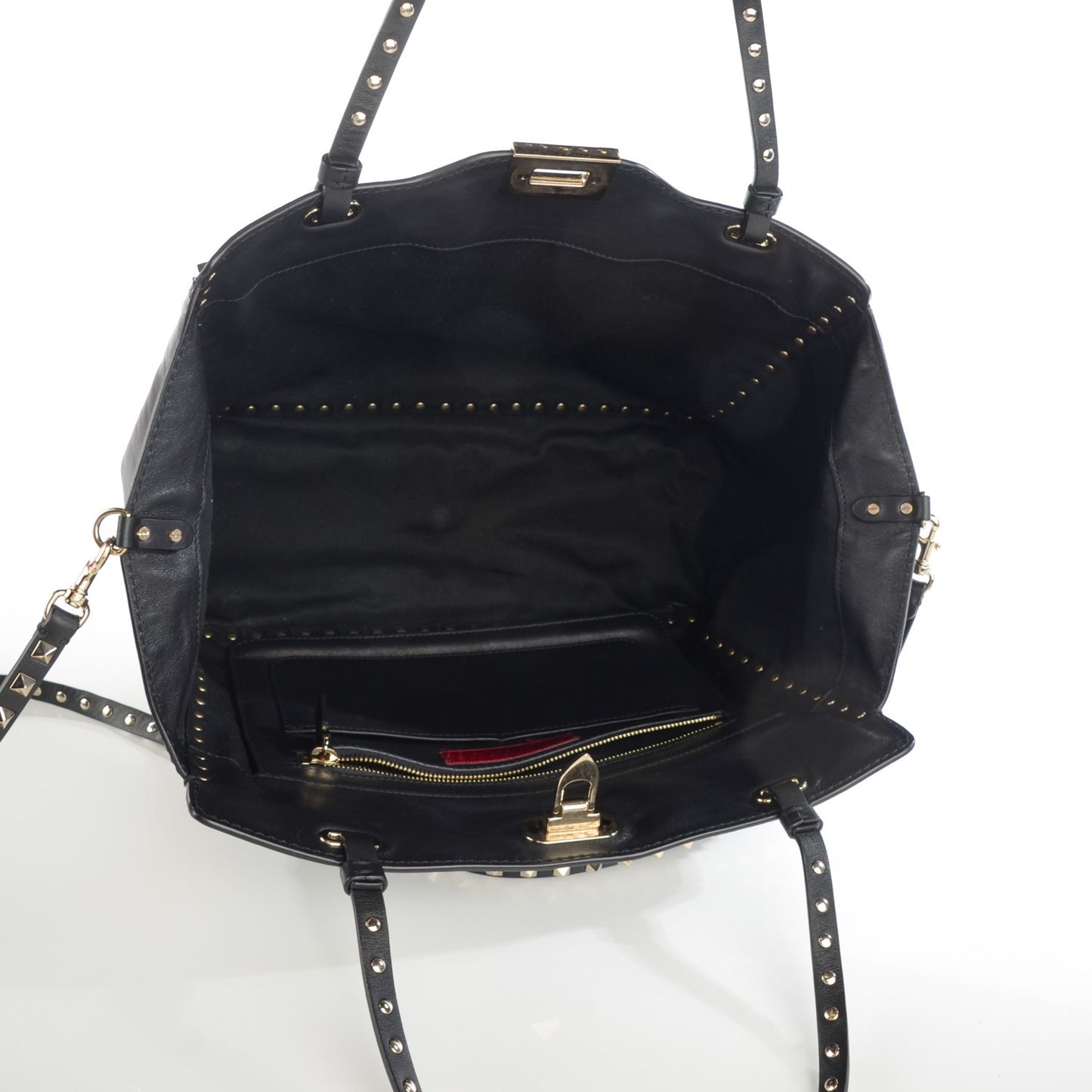 Vitello Medium Rockstud Tote Black