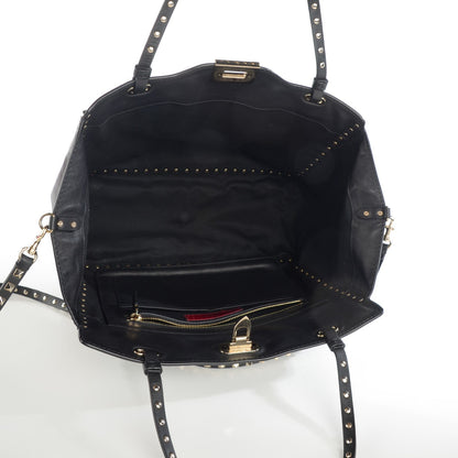 Valentino Garavani Vitello Medium Rockstud Tote Black 5 of 7