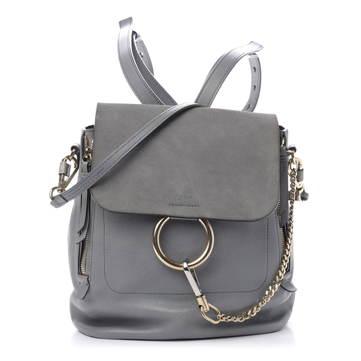 Suede Calfskin Medium Faye Backpack Cloudy Blue