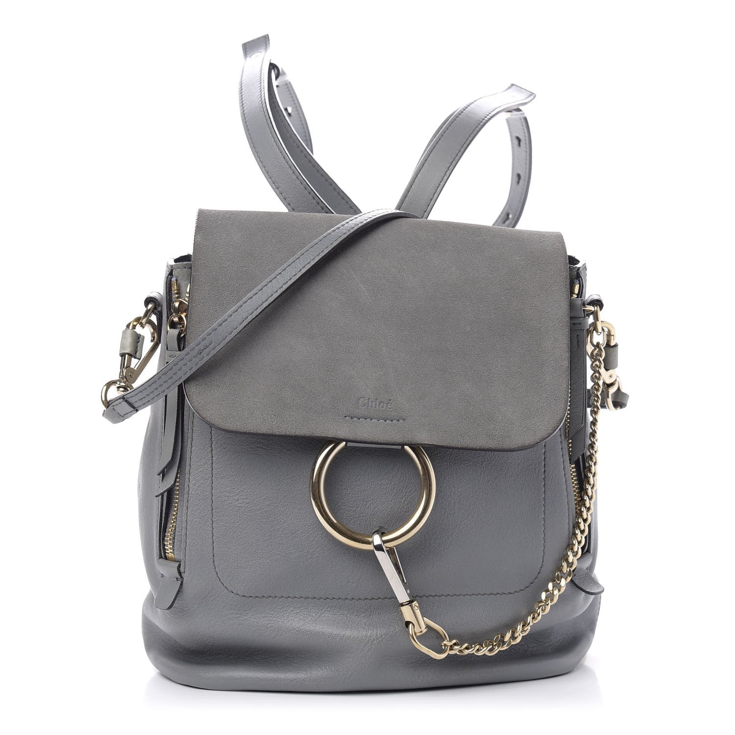 Chloe Suede Calfskin Medium Faye Backpack Cloudy Blue 1 of 9