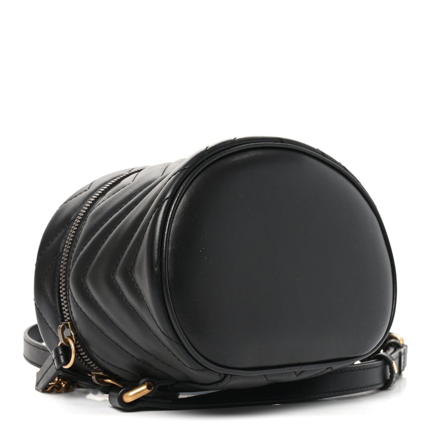 Gucci Calfskin Matelasse Chevron Mini GG Marmont Top Handle Bag Black 4 of 11