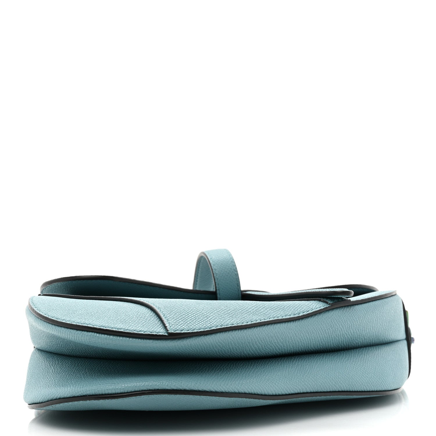 Christian Dior Grained Calfskin Saddle Bag Azure Blue 4 of 13