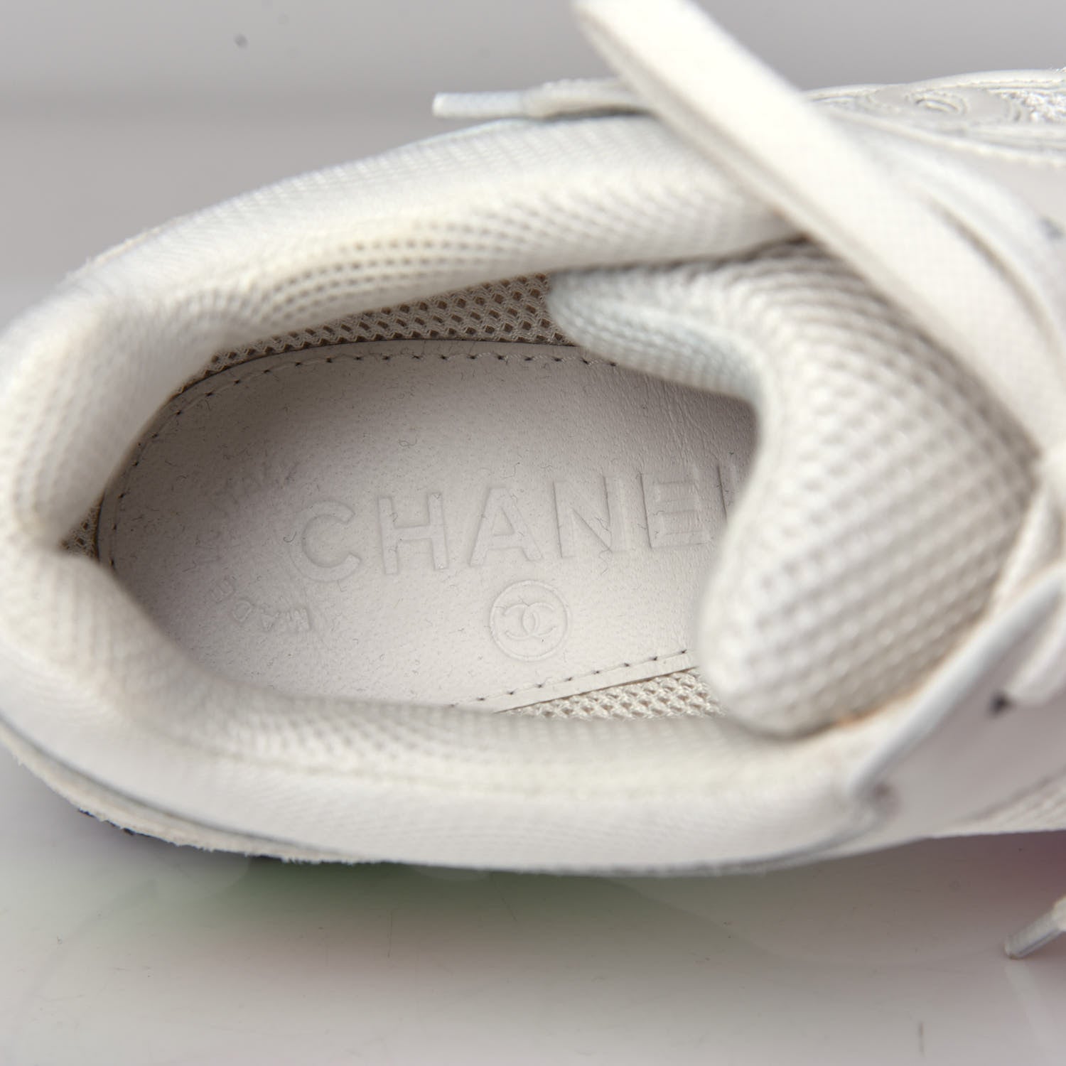 Chanel Suede Calfskin CC Sneakers 37 White Pink Green 8 of 12