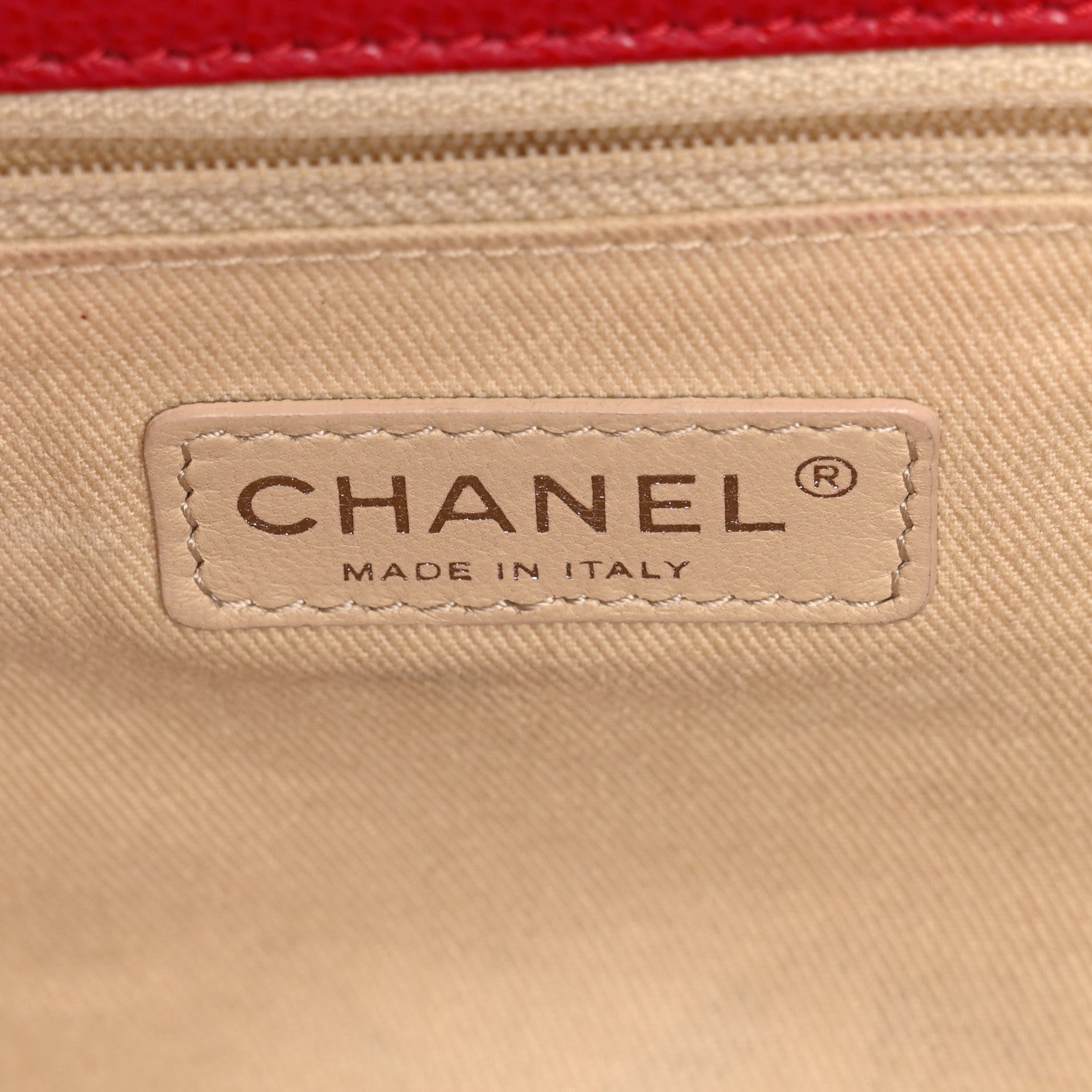 Chanel Glazed Caviar Medium Nature Flap Bag Red 6 of 11