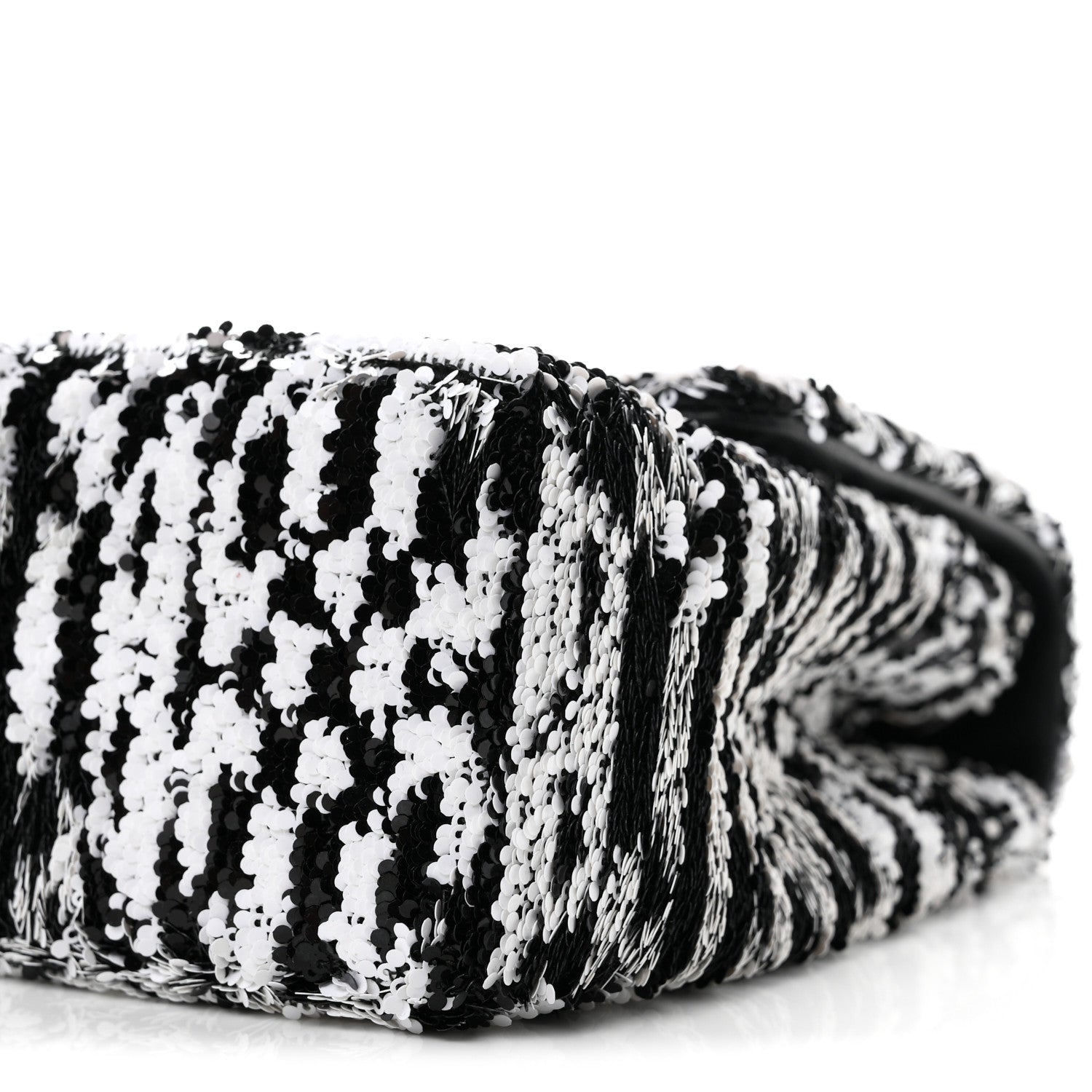Chanel Sequin CC Medium Flap Black White 10 of 11