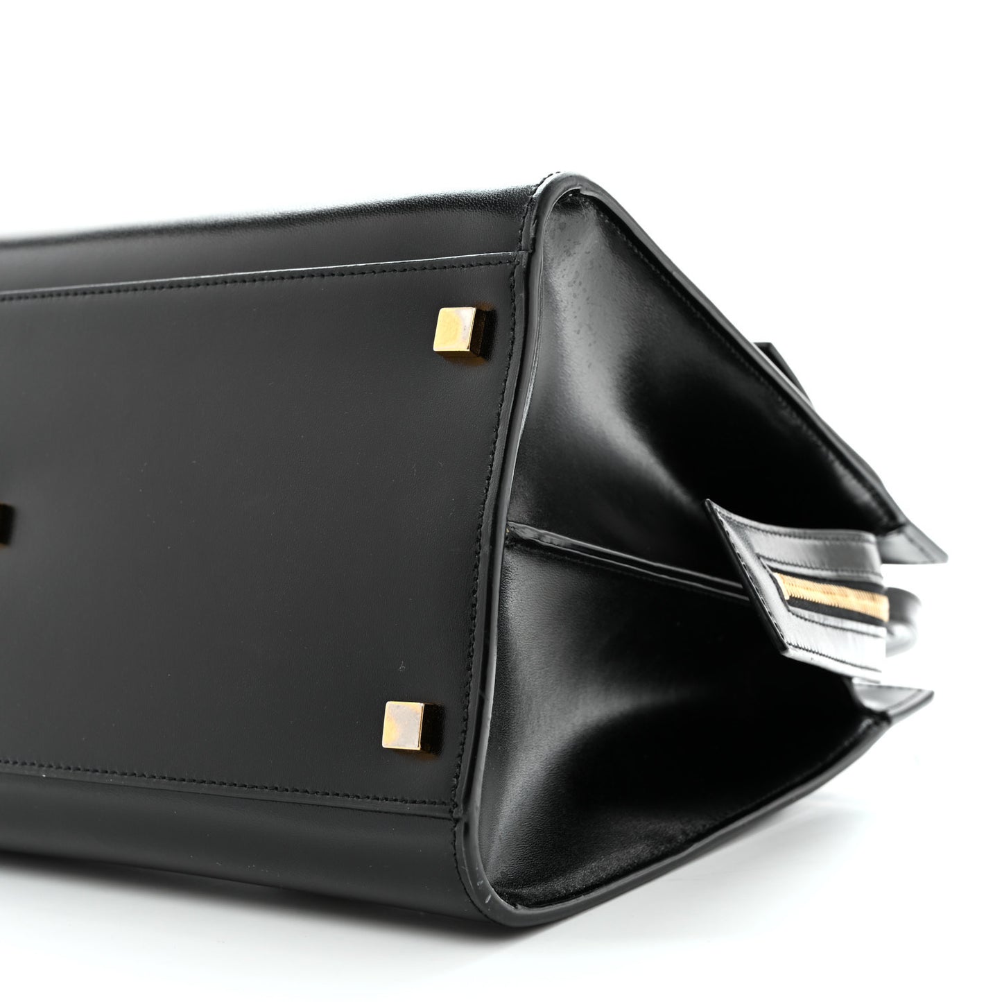 Shiny Calfskin Medium Uptown Tote Black