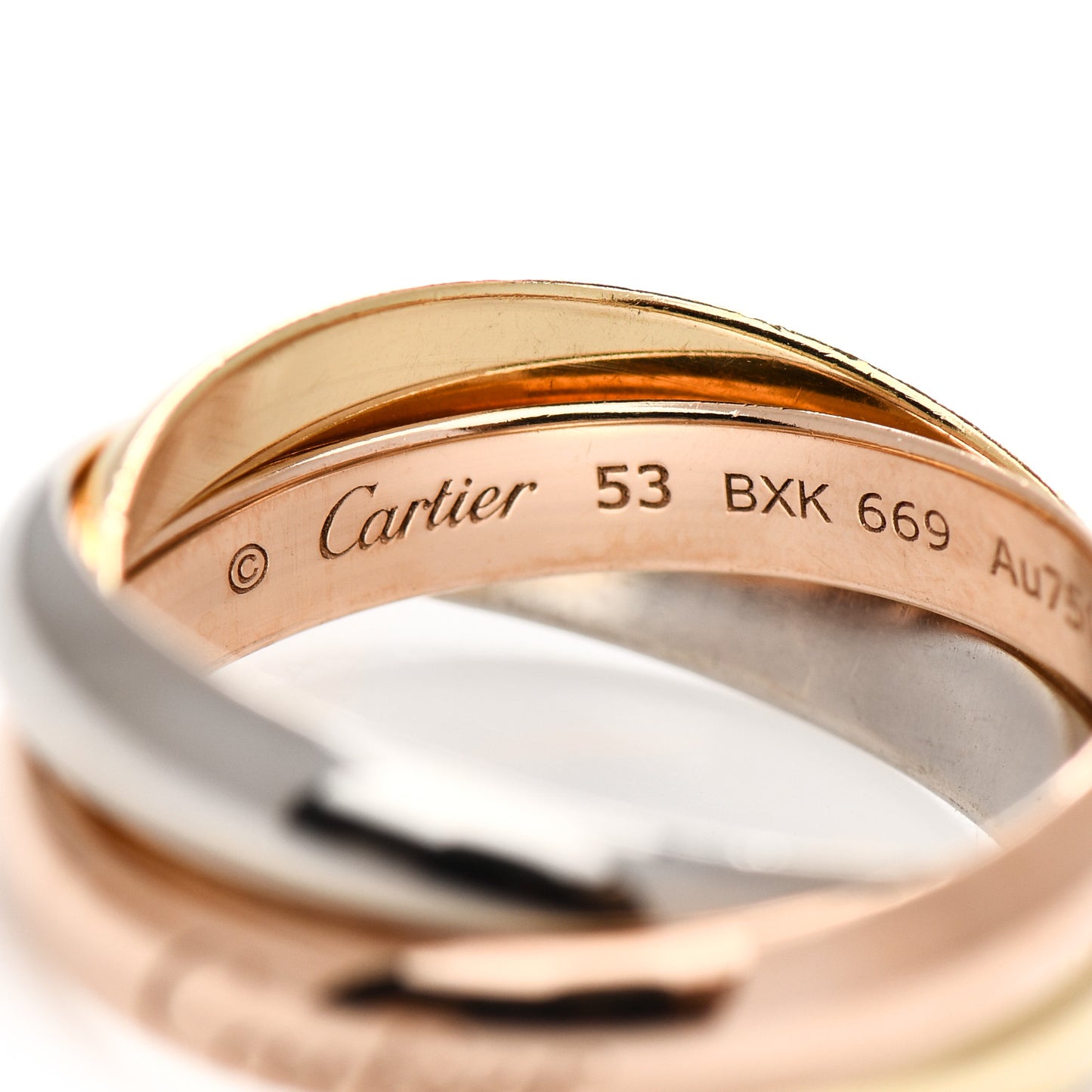 18K Pink Yellow White Gold Classic Trinity Ring 53 6.25
