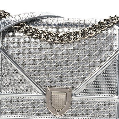 Christian Dior Metallic Patent Micro-Cannage Medium Diorama Flap Bag Silver 7 of 10