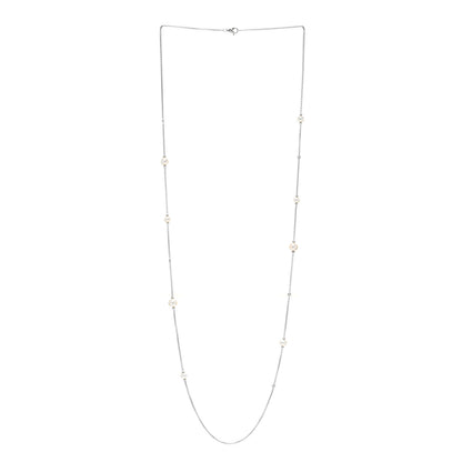 David Yurman Sterling Silver Diamond Pearl Station Chain Necklace 2 of 4