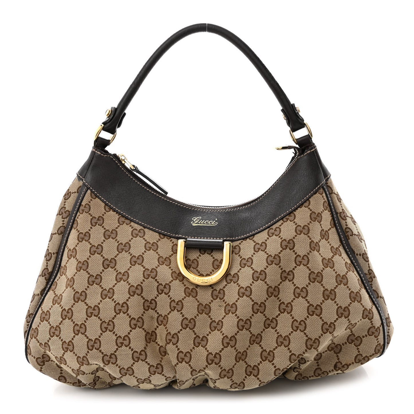 Monogram Large D Gold Hobo Dark Brown