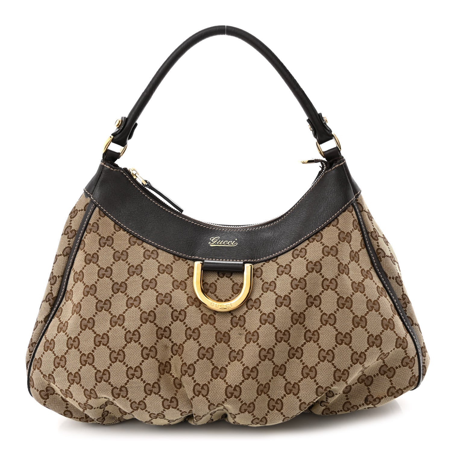 Gucci Monogram Large D Gold Hobo Dark Brown 1 of 15