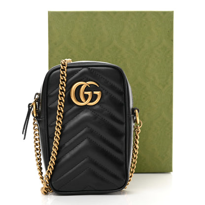Gucci Calfskin Matelasse Mini GG Marmont Crossbody Bag Black 11 of 11