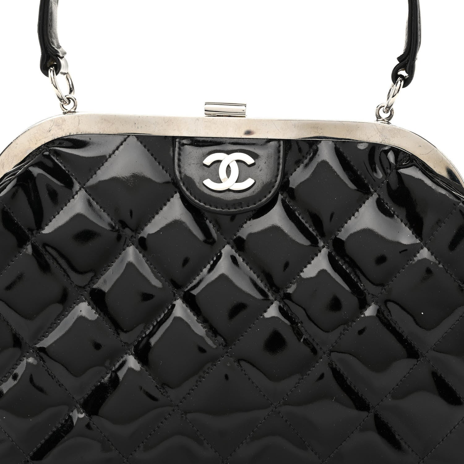 Chanel Patent Quilted Kisslock Frame Bag Black 9 of 11
