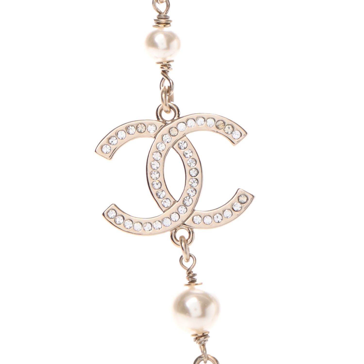 Chanel Crystal Pearl Star CC Short Necklace Silver 3 of 4