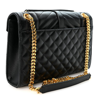 Saint Laurent Grain De Poudre Textured Mixed Matelasse Triquilt Medium Monogram Satchel Black 3 of 9