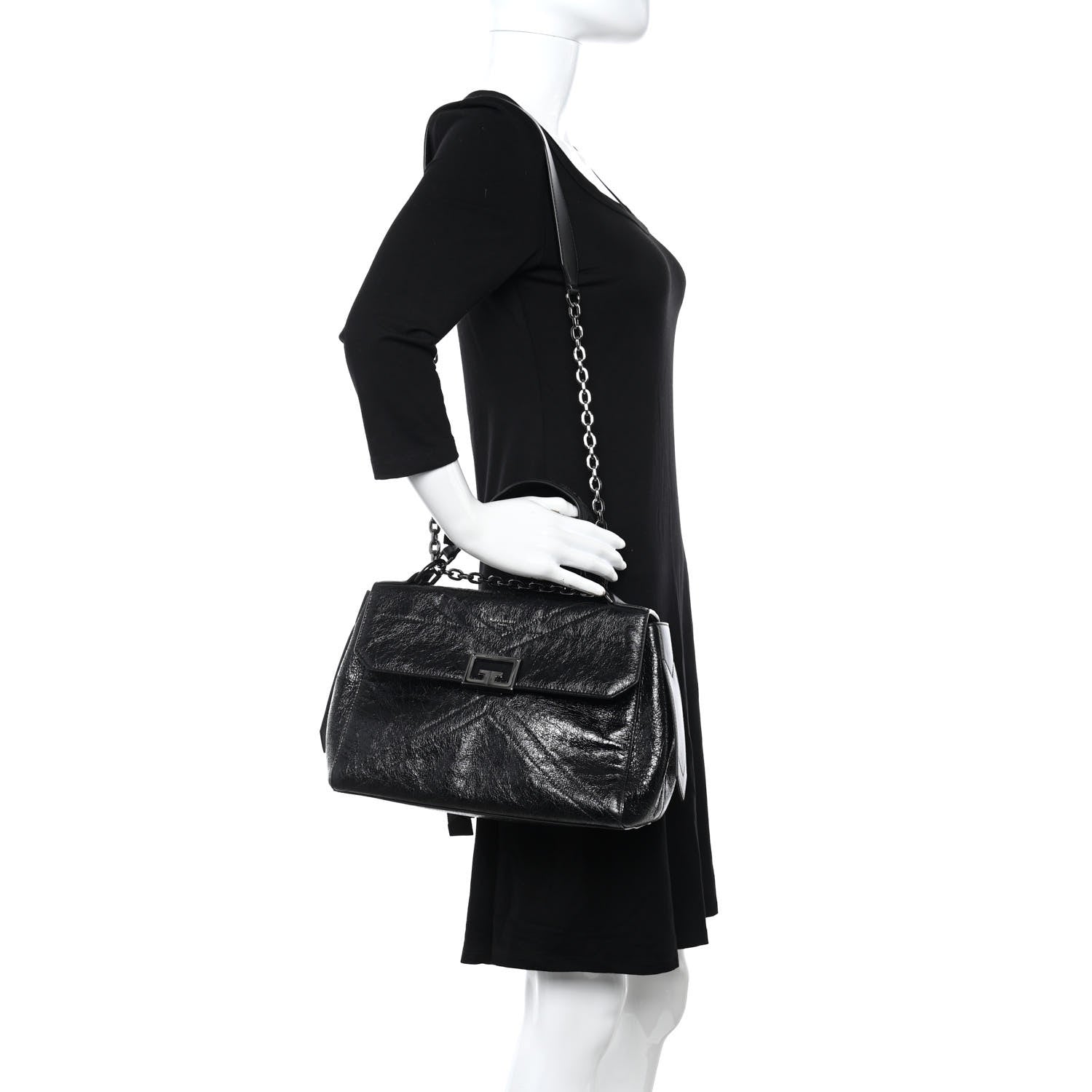 Givenchy Creased Patent Calfskin Medium ID Flap Black 2 of 10