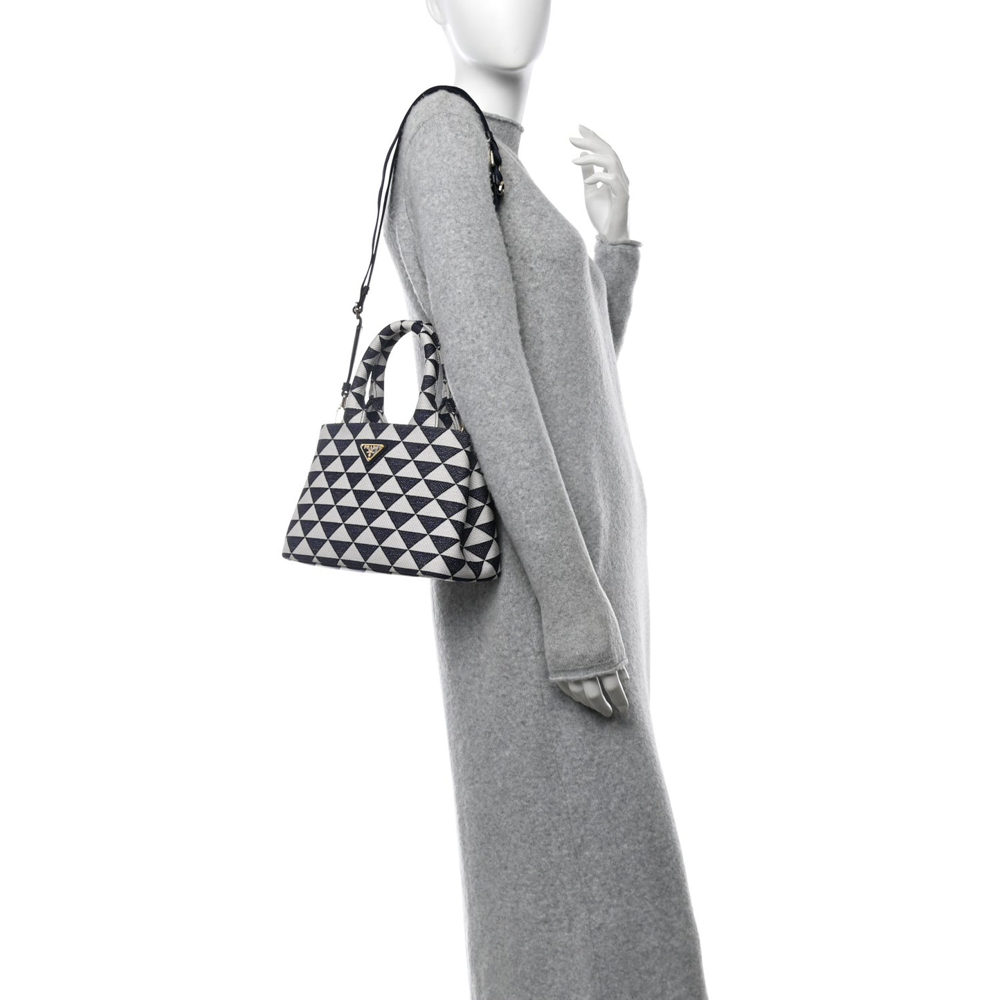 Jacquard Triangolo Symbole Embroidered Tote Navy