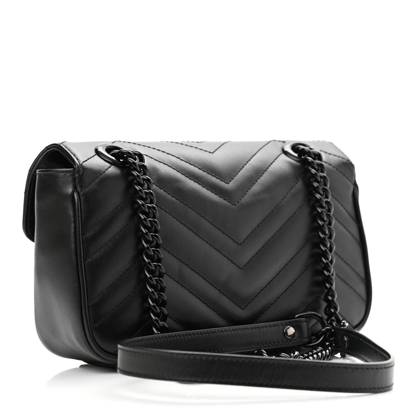 Calfskin Matelasse Monochrome Mini GG Marmont Shoulder Bag Black