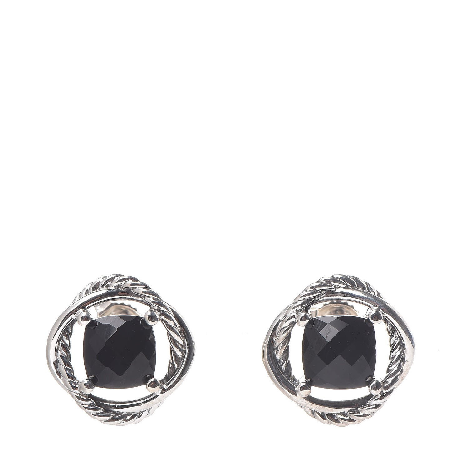 Sterling Silver Black Onyx 7mm Infinity Earrings