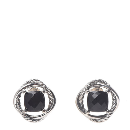 David Yurman Sterling Silver Black Onyx 7mm Infinity Earrings 1 of 5