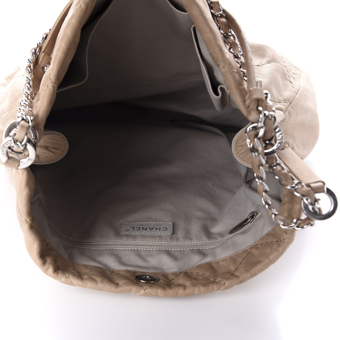 Iridescent Calfskin Large Sea Hit North South Tote Beige