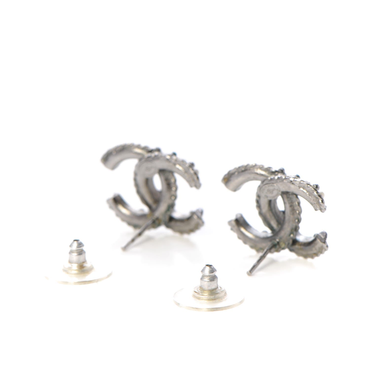 Chanel Pearl Resin Bead CC Earrings Silver Blue 5 of 6