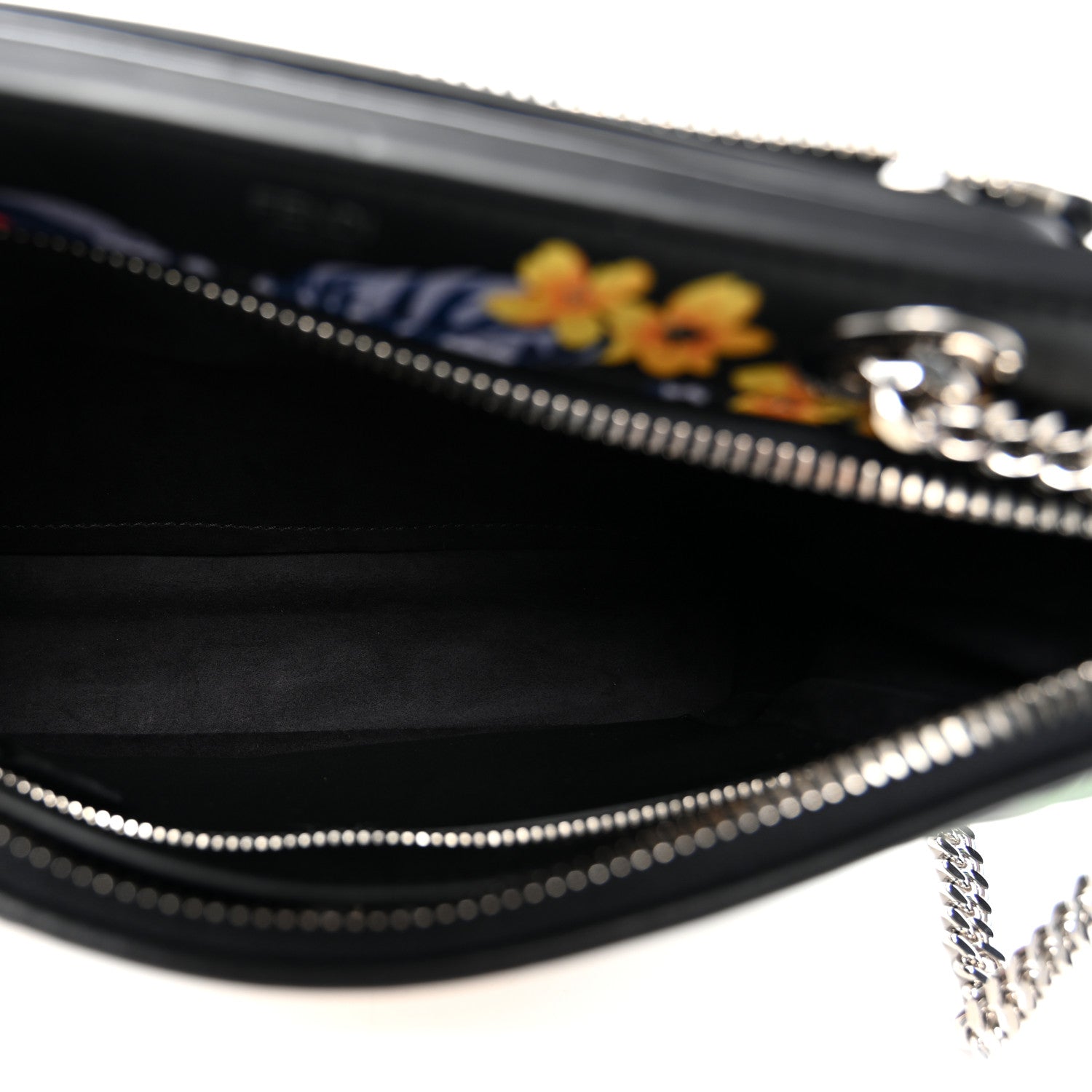 Fendi Calfskin Trapuntata Floral Small DotCom Click Chain Satchel Black Multicolor 5 of 11