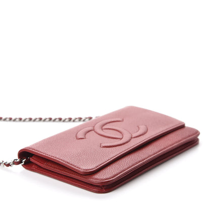 Chanel Caviar Timeless CC Wallet On Chain WOC Red 4 of 14