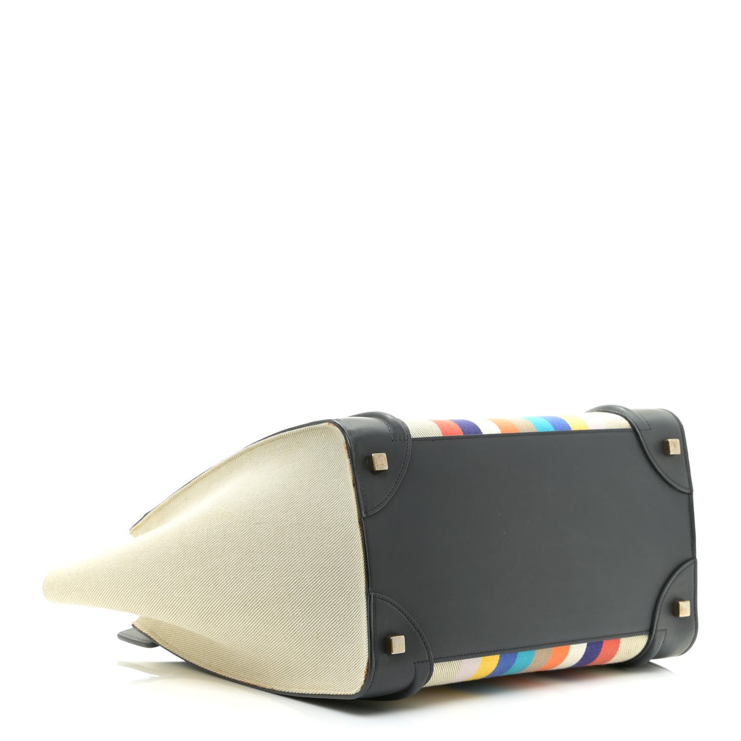 Smooth Calfskin Striped Canvas Mini Luggage Multicolor