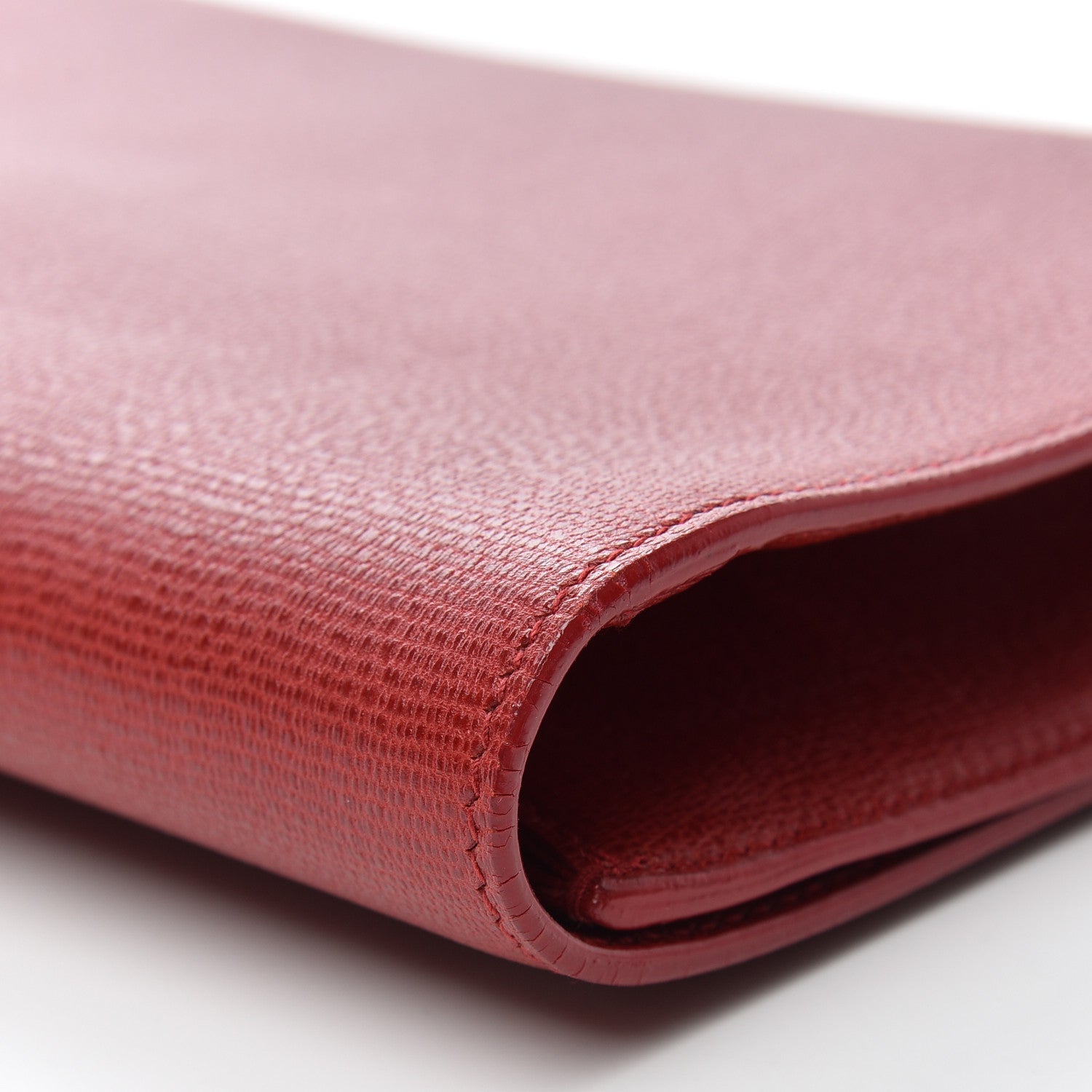 Saint Laurent Textured Calfskin Classic Y Ligne Clutch Red 9 of 13