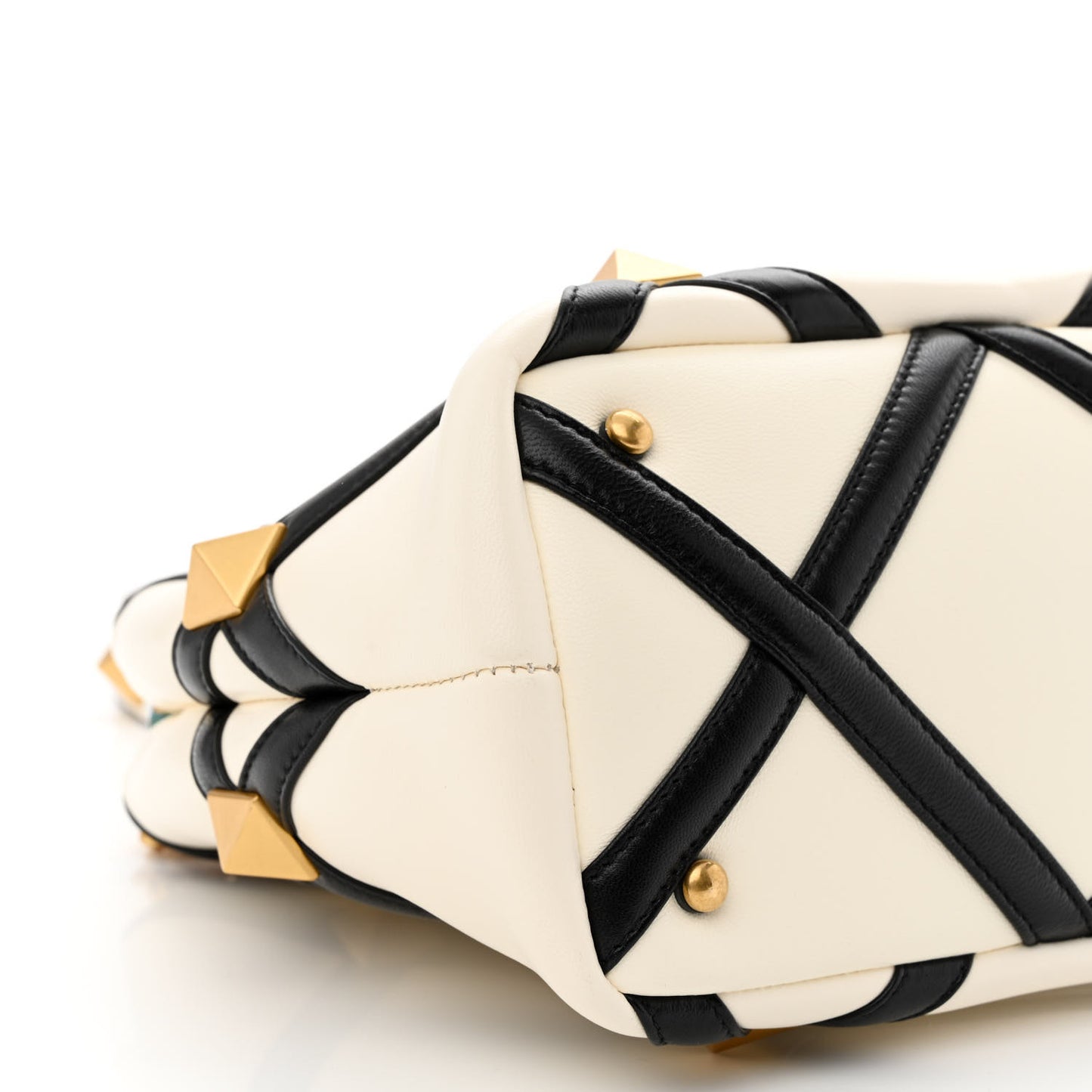 Nappa Small Roman Stud The Handle Bag Ivory Black