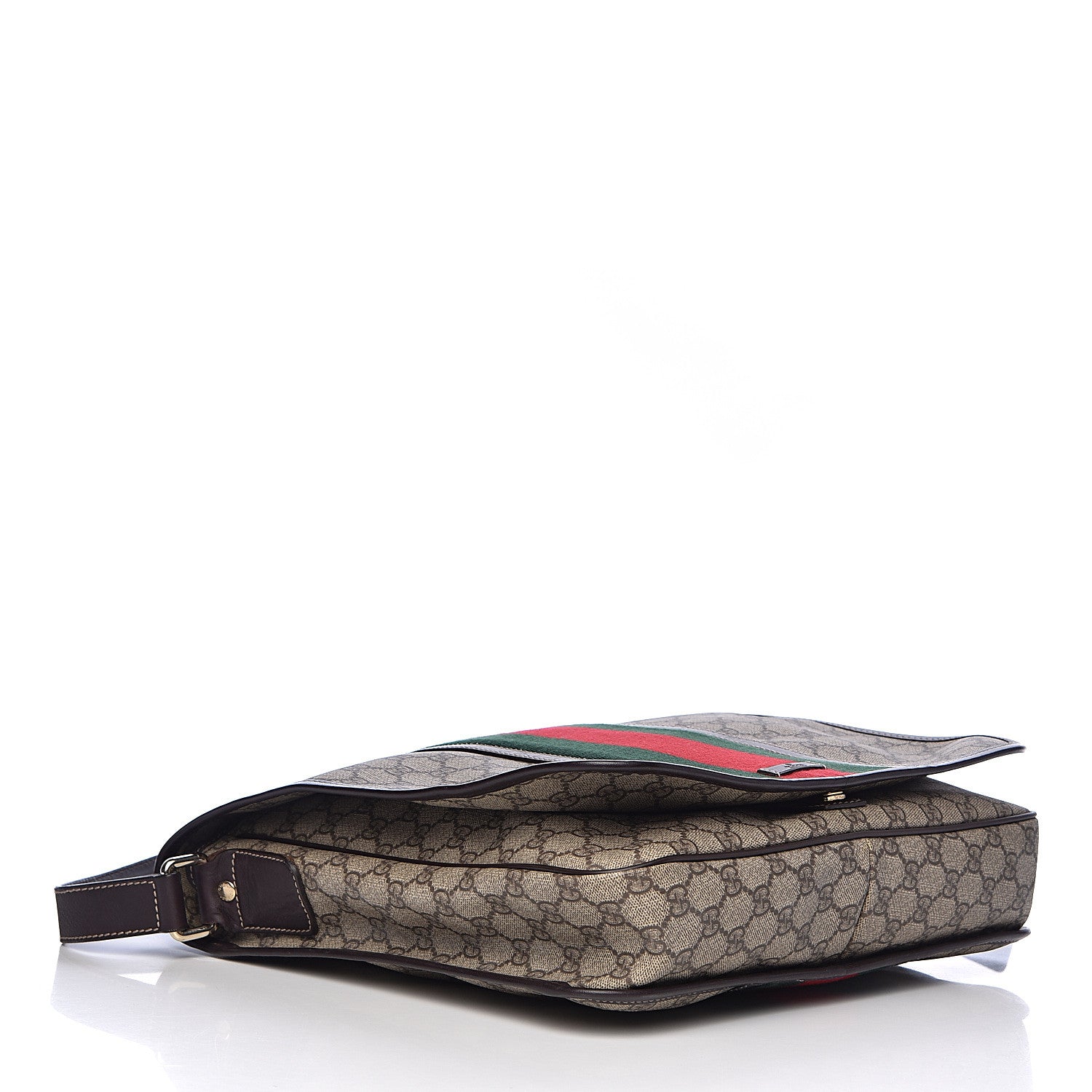 Gucci GG Plus Monogram Web Large Flap Messenger Bag Beige Dark Brown 4 of 12