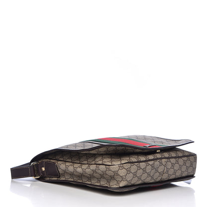 Gucci GG Plus Monogram Web Large Flap Messenger Bag Beige Dark Brown 4 of 12