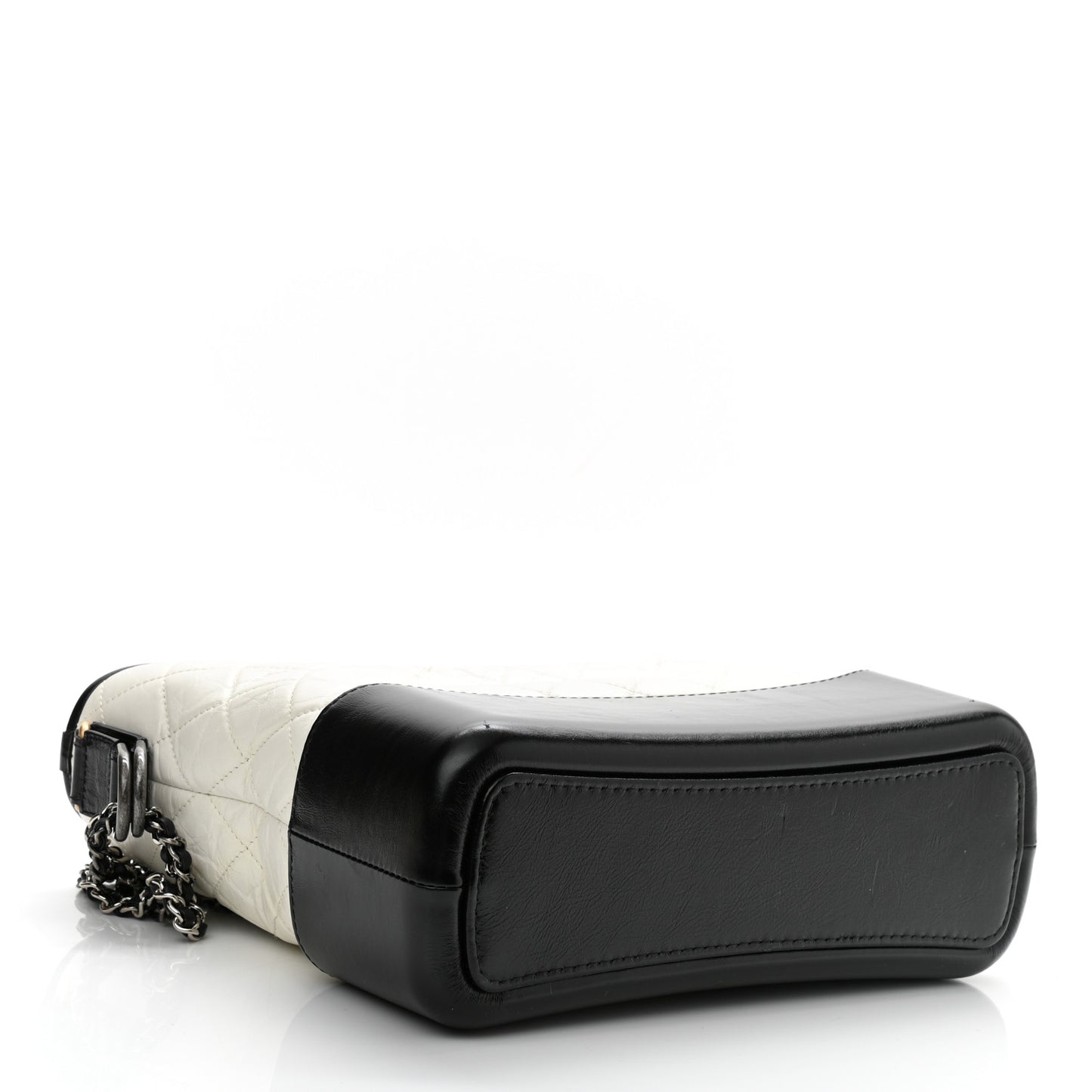 Aged Calfskin Quilted Medium Gabrielle Hobo Black White